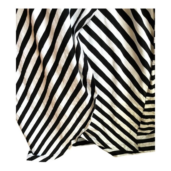T by Talbots Size LP Black & White Scoop Neck Short Sleeve Midi Striped Dress - Picture 5 of 7